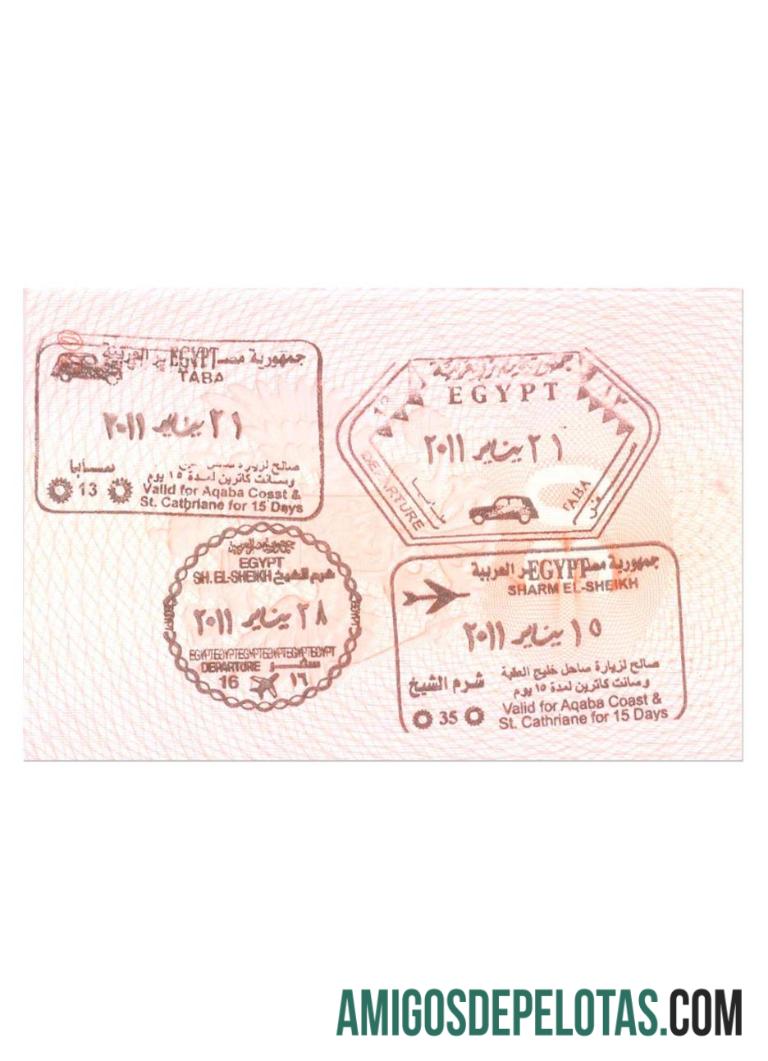 Selo de visto do Egito exemplo